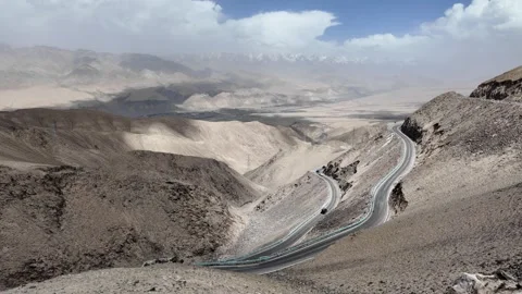 Panjlong Road winding through the mountains of Xinjiang, China Stock Footage 342511175