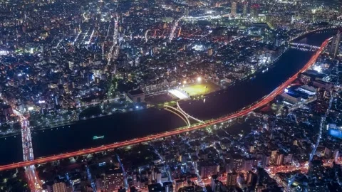 PanLeft Tokyo Night Timelapse of Metropolitan Cityscape, Japan 库存影片 334557330