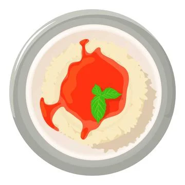Panna cotta icon isometric vector. Panna cotta with fruit jam and mint leaf icon Stock Illustration