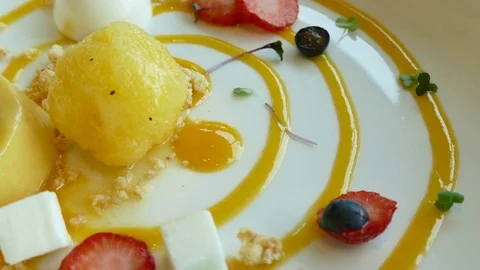 Panna cotta mango Stock Footage 82329911