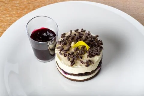 Panna cotta mini cake with berry topping. Panna cotta is an Italian dessert Stock Photos
