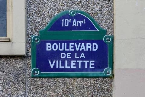 Panneau de nom de rue parisien typique Stockfoto's