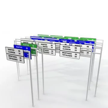 Panneaux routiers de direction 3D Model