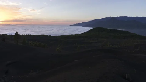 Panned time-lapse of a sunset in Llano del Jable in La Palma, Spain 스톡 동영상 163616638