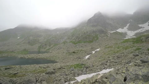 Panning 4k shot of a valley with tarn in the High Tatras, Slovakia. Stock Footage 168346523