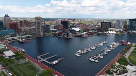 Panning Across the Baltimore Inner Harbor Stock Footage 273728336