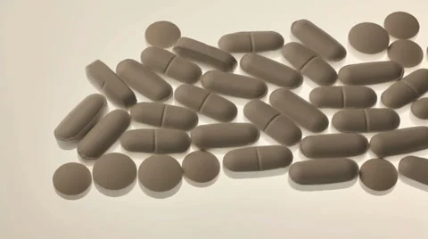 Panning across a row of pills Stock Footage 32243855