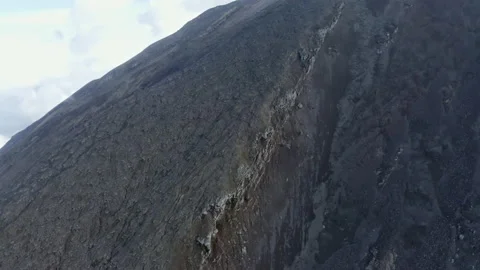Panning aerial view over a rough mountain slope of the Tungurahua volcano Stock Footage 169901656