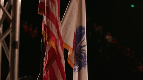 Panning up the American flag Stock Footage 106591165