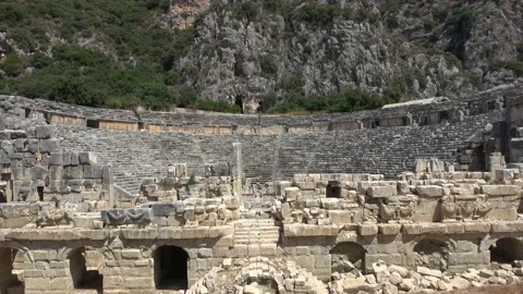 Panning ancient theater of Myra Video stock 160052084