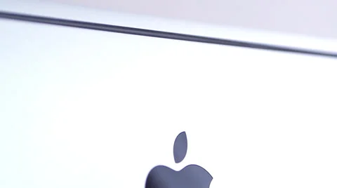 Panning of Apple logo on iMac computer Stock Footage 37987582