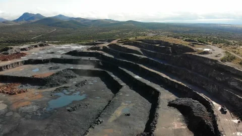Panning area for the extraction of limestone for cement production. Mining Stock Footage 135852545