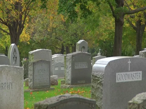 Panning Around Graveyard Stock Footage 51676718