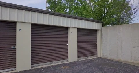 Panning Around Outdoor Storage Unit Facility Stock Footage 108343556