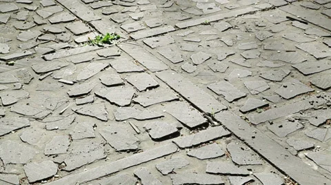 Panning around stoned pavement Stock Footage 38139145