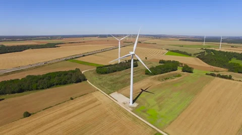 Panning Back from a Wind Turbine Stock Footage 66917409