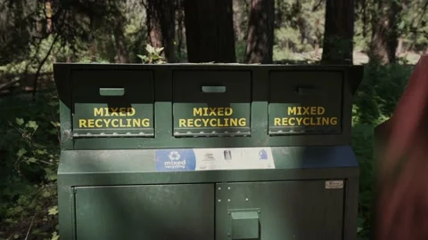 Panning bear proof camping trash receptacles Video stock 158590947