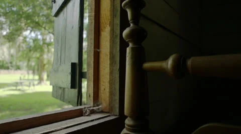 Panning From Bedpost To Window Stock Footage 26841621