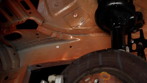 Panning of the camera along the wheel arches after washing the car. Stock Footage 248166560