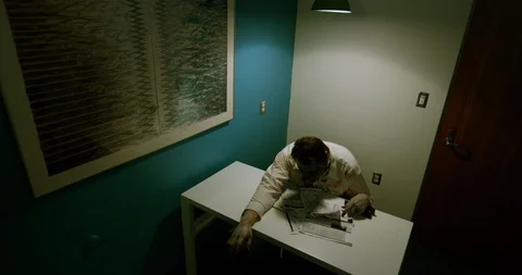Panning Camera Of A Zombie Office Worker Video stock 92387076