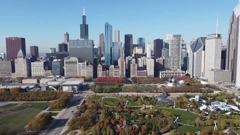Panning the Chicago skyline Stock Footage 263259516