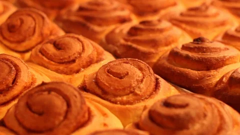 Panning cinnamon rolls left to right Stock Footage 130087468