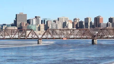 Panning cityscape and bridge Stock Footage 59702725