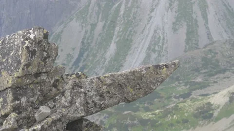 Panning close up shot of eroded rocks, Hight Tatras, Slovakia. 4k Video stock 168346670