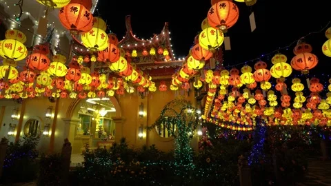 Panning colorful LED lighting lantern Stock Footage 321392154