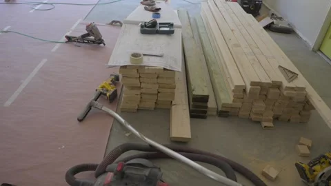 Panning construction lumber site Stock Footage 292703863
