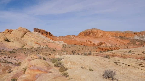 Panning Desert With Sand and Cliffs In Red Rock Canyon National Conservation Stock Footage 86517561