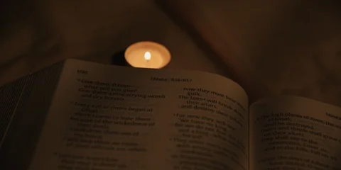 Panning down on bible verse Stock Footage 126077339