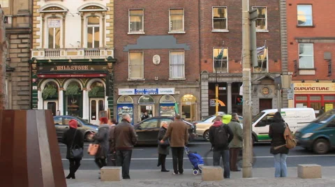 Panning down a Dublin street Stock Footage 44899813