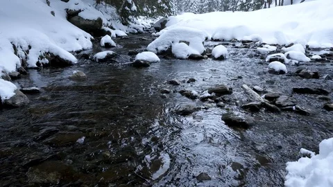Panning down on a mountain river Stock Footage 87877751