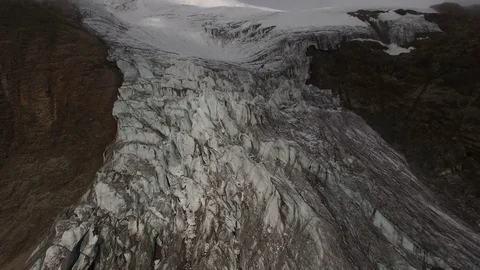 Panning Down over the Glacier at Cayambe  Stock-Footage 73090899