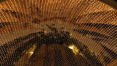 Panning down shot of lion statue in MGM Grand lobby in Las Vegas Stock Footage 106621888