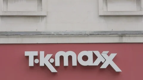 Panning Down Shot of T.K. Maxx Sign - Ungraded Stock Footage 92465350