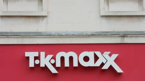 Panning Down Shot of T.K. Maxx Sign Stock Footage 92474753