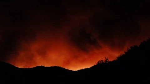 Panning down to the start of the fire Stock Footage 109208741