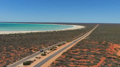 Panning Drone Footage of Shell Beach, Western Australia Stock Footage 340681950