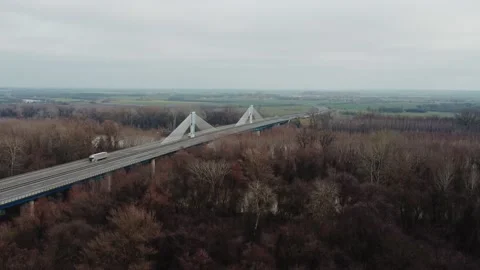 Panning drone video from a bridge. Stock Footage 230001373