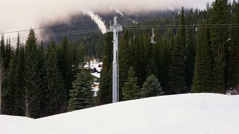 Panning for empty moving chairs and trees in forest at night Stock Footage 145573926