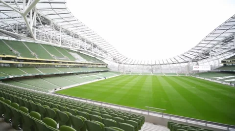 Panning of empty stadium Aviva in Dublin, Ireland Stock Footage 976337