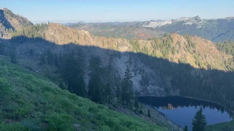 Panning expansive view of the Marble Mountains Wilderness in California Stock Footage 164253687