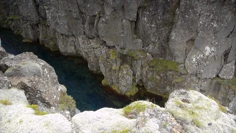 Panning Up Face of Iceland Cliffside Stock Footage 86754511