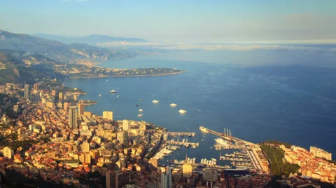 Panning HD evening time lapse of Monaco, Monte Carlo Stock Footage 38242606