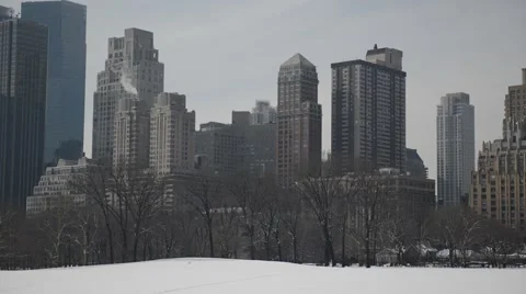 Panning HD video of Central Park showing Upper West Side skyline, Manhattan Stock Footage 47421512