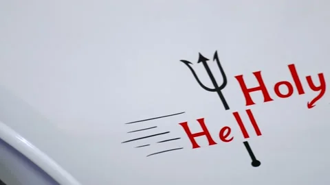 Panning holy hell painted on hotrod Stock Footage 169773825