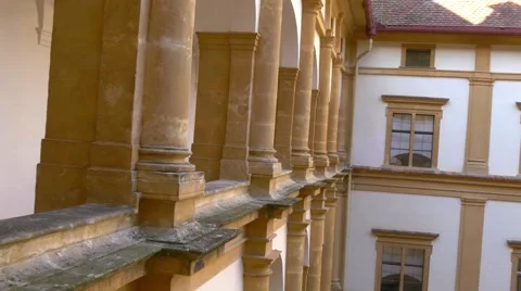 Panning inside yard of Eggenberg Palace, Graz, Austria Stock Footage 56840680