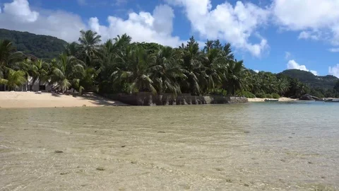 Panning landscape view of beautiful Beach resort Stock Footage 108686162